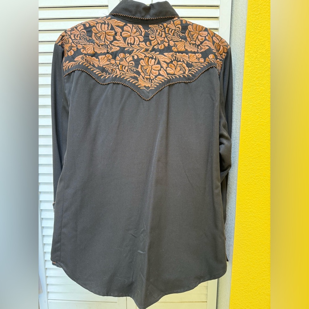 Scully Black Shirt with Brown Embroidery - Picture 6 of 10